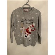 Santa Rides A Unicorn Grey Christmas Jumper Womens Uk Size M