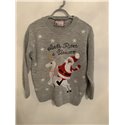 Santa Rides A Unicorn Grey Christmas Jumper Womens Uk Size M