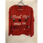 New Look Meet Me Under The Mistletoe Red Christmas Jumper Womens Uk Size 10