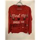 New Look Meet Me Under The Mistletoe Red Christmas Jumper Womens Uk Size 10