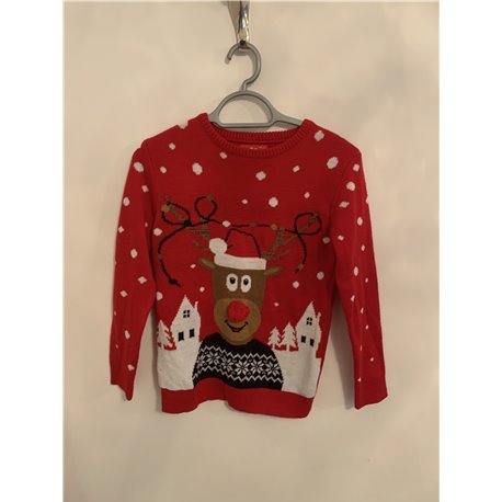 Primark Red Reindeer Christmas Jumper Boys Uk Size 10/11 Years 