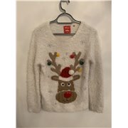 Tu White Fluffy Reindeer Christmas Jumper Grils 14 Years