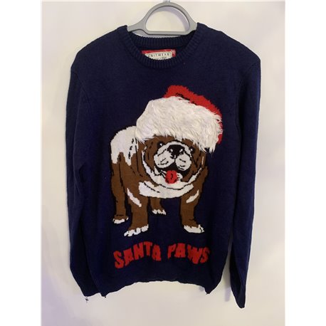 F&F Blue Bulldog Christmas Jumper Mens Uk Size M