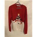 Funky Red and White Christmas Jumper Snowmen Mens Uk Size L