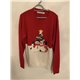 Funky Red and White Christmas Jumper Snowmen Mens Uk Size L