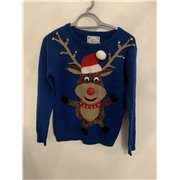 Atmosphere Blue Reindeer Christmas Jumper Mens Uk Size XS