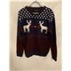 Dunnes Blue and Burgundy Festive Reindeer Christmas Jumper Mens Uk Size M