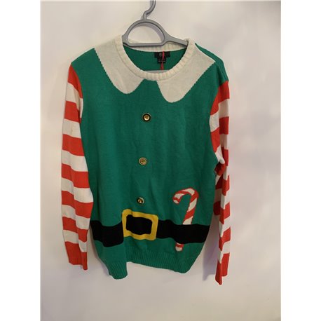 F&F Green Elf Christmas Jumper Mens Uk Size L