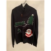 Cedar Wood State Santa Christmas Jumper With Hood Mens Uk Size XL