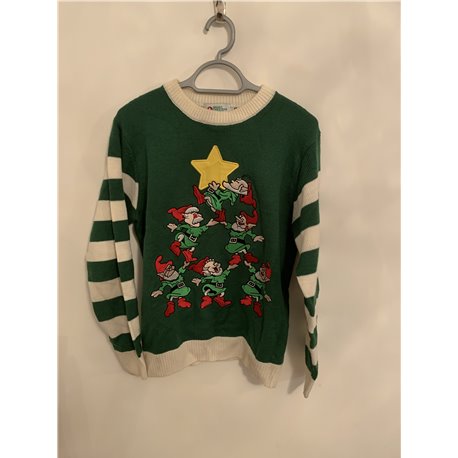 Deadly Christmas Jumper Green Elves Christmas Jumper Mens Uk Size M