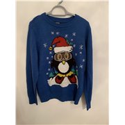 Peacocks Blue Penguin Christmas Jumper Mens Uk Size L