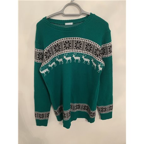 Liquid Green Reindeer Festive Jumper Mens Uk Size L