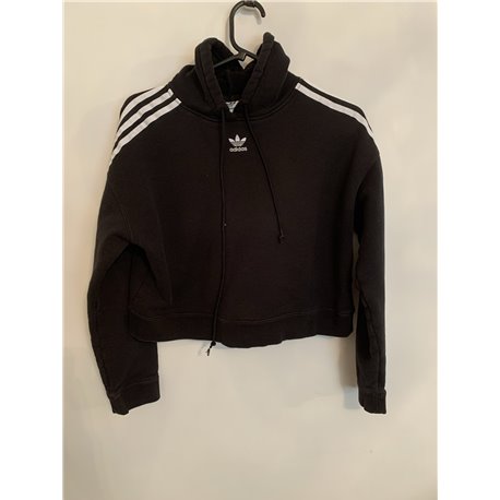 Adidas Cropped Womens Black Hoodie Uk Size See Measurements in Description