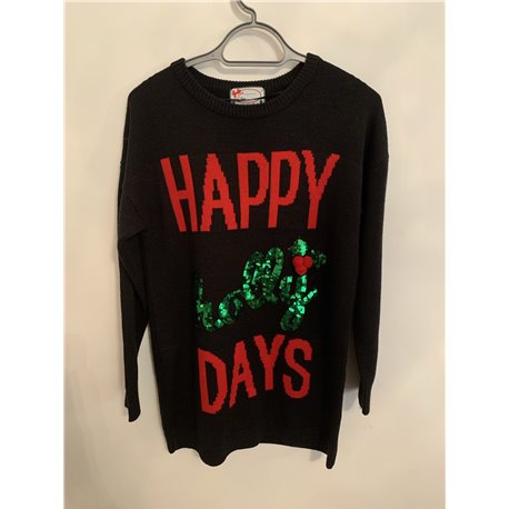 Atmosphere Black Happy Holly Days Womens Christmas Jumper Size Uk 14