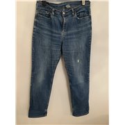 Levi Strauss & Co Lower Rise Straight Leg 505 Womens Blue Jeans Uk Size 16.5 Inch Waist Laid Flat