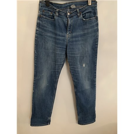 Levi Strauss & Co Lower Rise Straight Leg 505 Womens Blue Jeans Uk Size 16.5 Inch Waist Laid Flat