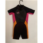 Waihui Girls Black Pink and Orange Wetsuit Uk Size 7-8 Years