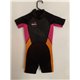 Waihui Girls Black Pink and Orange Wetsuit Uk Size 7-8 Years