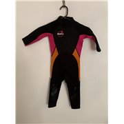 Waihui Girls Black Pink and Orange Wetsuit Uk Size 3-4 Years