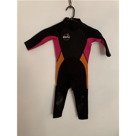 Waihui Girls Black Pink and Orange Wetsuit Uk Size 3-4 Years