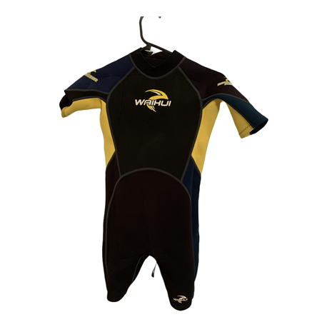 Waihui Boys Blue Black and Yellow Wetsuit Size 11-12 Years