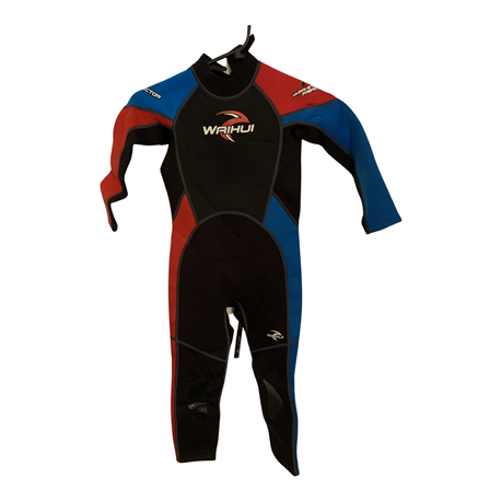 Waihui Hyper Stretch Uv Protection Boys Blue Black and Red Wetsuit Size 7-8 Years