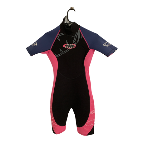 TWF Womens Black Pink and Purple Wetsuit Size 10