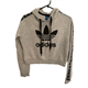 Adidas Cropped Womens Grey Hoodie Size Uk 14