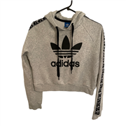 Adidas Cropped Womens Grey Hoodie Size Uk 14