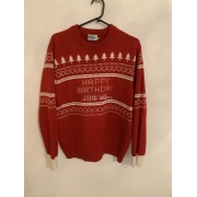 Deadly Christmas Jumpers Happy Birthday Jesus Red Mens Size Uk Medium 