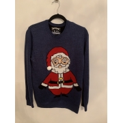 Redherring Blue Christmas Jumper Santa Front and Back Mens Uk Size Small