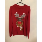 Funky Christmas Jumpers Red Reindeer Jumper Mens Uk Size L