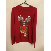 Funky Christmas Jumpers Blue Reindeer Jumper Mens Uk Size L