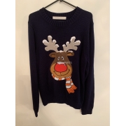 Funky Christmas Jumpers Blue Reindeer Jumper Mens Uk Size L